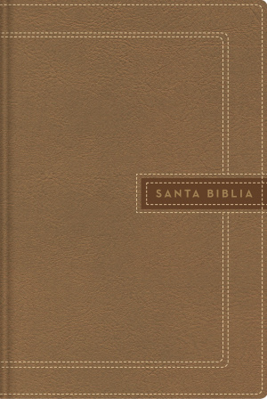 NBLA Santa Biblia Ultrafina, Letra Gigante, Leathersoft, Beige, Edición Letra Roja