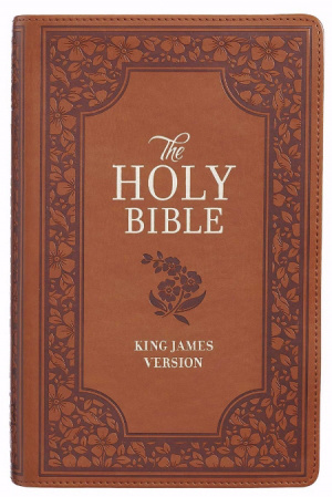 KJV Bible Giant Print Full-size Faux Leather, Saddle Tan Floral