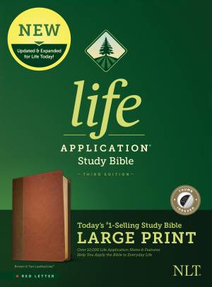 NLT Life Application Study Bible, Third Edition, Large Print (LeatherLike, Brown/Mahogany, Indexed, Red Letter)