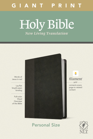 NLT Personal Size Giant Print Bible, Filament Enabled (LeatherLike, Black/Onyx, Red Letter)