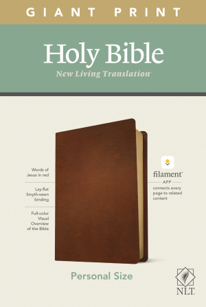 NLT Personal Size Giant Print Bible, Filament Enabled (Genuine Leather, Brown, Red Letter)