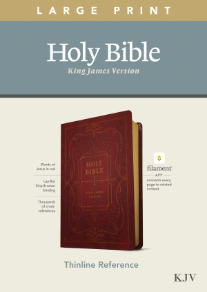 KJV Large Print Thinline Reference Bible, Filament Enabled (LeatherLike, Ornate Burgundy, Red Letter)