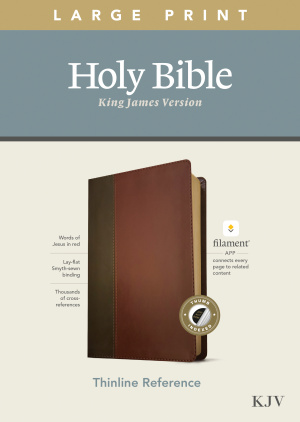 KJV Large Print Thinline Reference Bible, Filament Enabled (LeatherLike, Brown/Mahogany, Indexed, Red Letter)