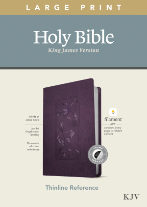 KJV Large Print Thinline Reference Bible, Filament Enabled (LeatherLike, Floral Frame Purple, Indexed, Red Letter)