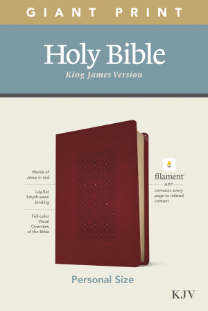 KJV Personal Size Giant Print Bible, Filament Enabled (LeatherLike, Diamond Frame Cranberry, Red Letter)