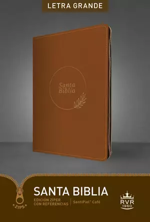 Santa Biblia RVR60, Edición zíper con referencias, letra grande (SentiPiel, Café, Índice, Letra Roja)