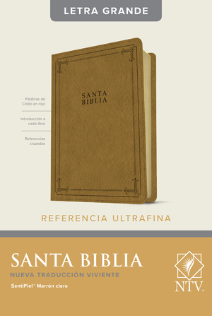 Santa Biblia NTV, Edición de referencia ultrafina, letra grande (SentiPiel, Marrón claro, Índice, Letra Roja)