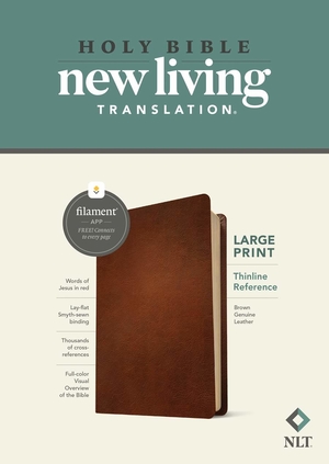 NLT Large Print Thinline Reference Bible, Filament Enabled (Genuine Leather, Brown, Red Letter)