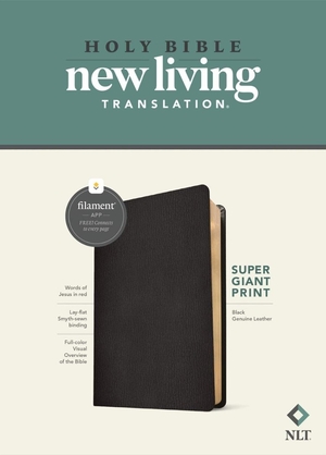 NLT Super Giant Print Bible, Filament Enabled (Genuine Leather, Black, Red Letter)