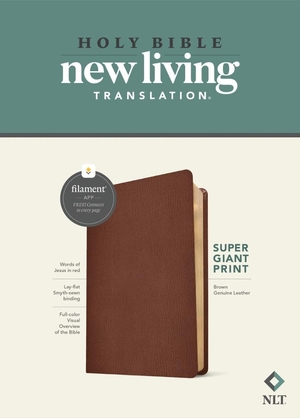 NLT Super Giant Print Bible, Filament Enabled (Genuine Leather, Brown, Red Letter)