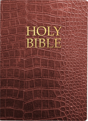 KJVER Holy Bible, Large Print, Walnut Alligator Leather