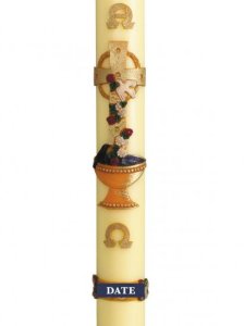 30" x 2" Paschal Candle with Dove & Chalice Design Wax Relief