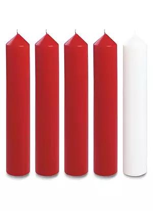 Red and White Advent Candle Set (8" x 2")