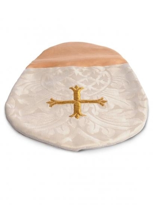 Collection Bag, White with Gold Cross