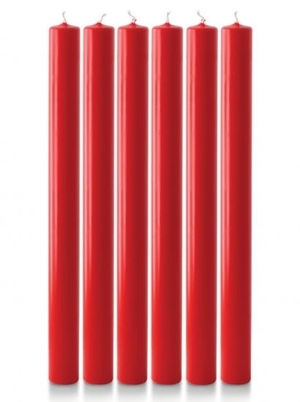 12" x 1" Advent Candle Set - Red - Pack of 6 (Over-Dipped)