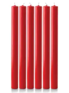 12" x 1" Advent Candle Set - Red - Pack of 6 (Over-Dipped)