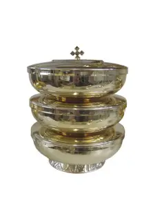 Set of 3 Stacking Ciboria with Lid in Gold Finish