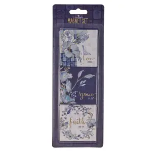 Magnet Set Blue Floral Love Grace Faith