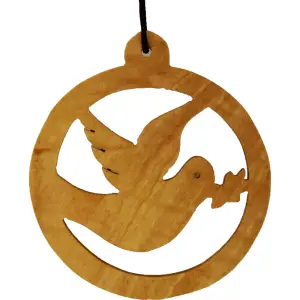 Olive Wood Round Dove Decoration