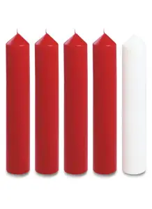 Red & White Advent Candle Set (18" x 2") - Over Dipped