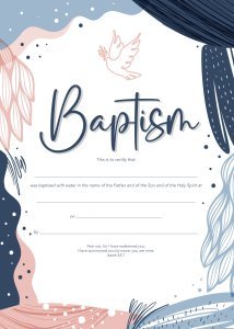 Baptism Certificate - Dove (Adult) - 10 pack