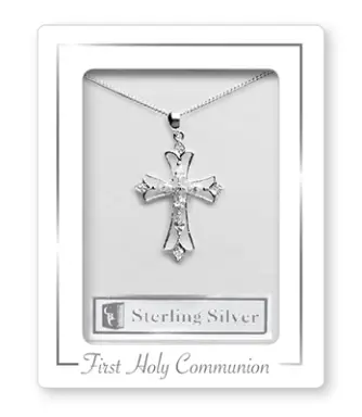 Communion Silver Necklet/Open Crucifix