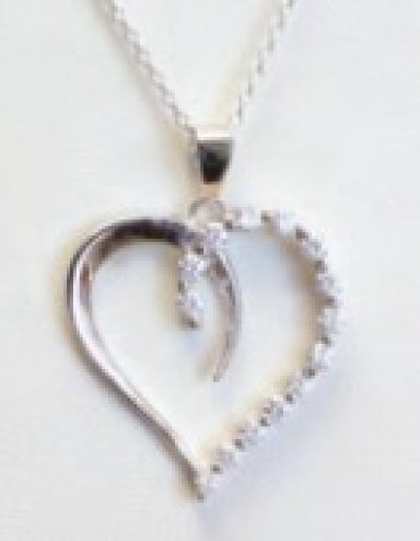 Open Heart with Cubic Zirconia Pendant