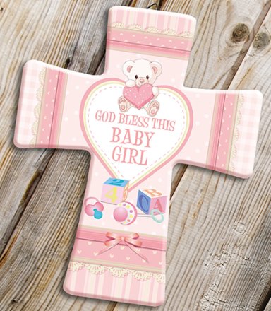 Baby Girl Blessing Porcelain Message Cross