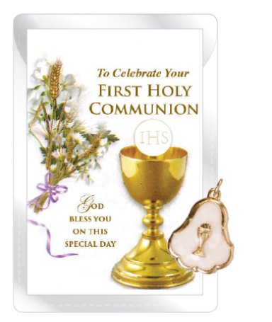 White Enamel Communion Medal & Leaflet