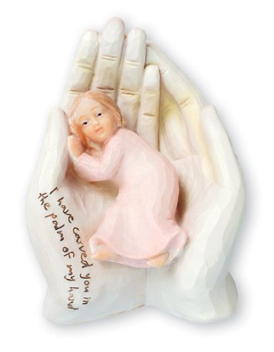 6 1/2" Girl Palm of Hand Resin Statue