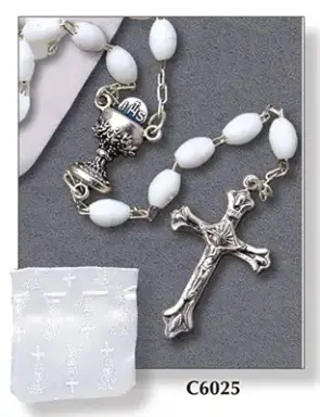 White Plastic Communion Rosary