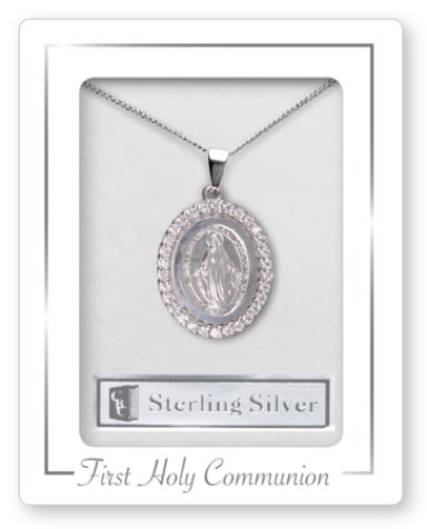 Miraculous Medal Sterling Silver Communion Necklet