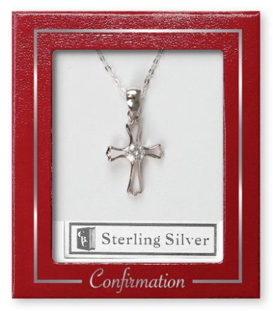 Cross & Stone Sterling Silver Confirmation Necklace