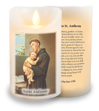 Saint Anthony LED Scented Wax Candle with Timer