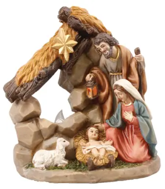 5" Resin Holy Family Nativity Set with LED Light