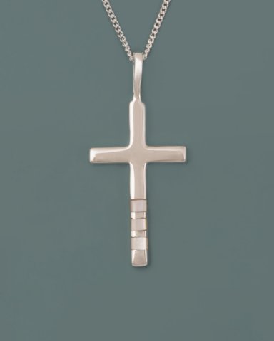 Silver Cross Inlaid with Mother of Pearl Pendant