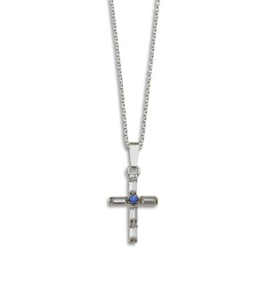 Swarovski Crystal Baguette Pendant with Blue Centre