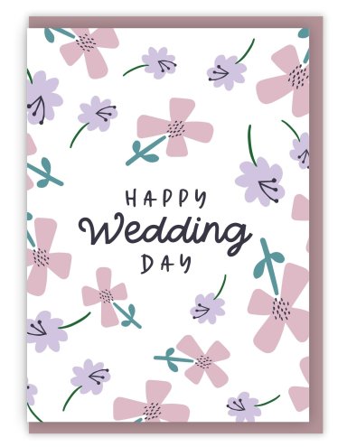 'Happy Wedding Day' (Petals) with bible verse A6 Greeting Card