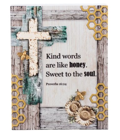 Wall Plaque-Bee Faithful/Kind Words Are Like Honey... (Proverbs 16:24) (10" x 13")