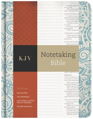 KJV Notetaking Bible, Blue Floral Cloth Over Board