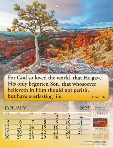 Joyful News 2025 Scripture Calendar (Pack of 10)