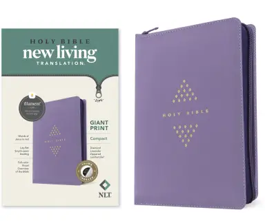 NLT Compact Giant Print Zipper Bible, Filament Enabled (LeatherLike, Diamond Lavender, Indexed, Red Letter)