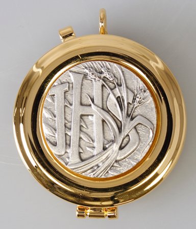 2" Gilt Pyx with IHS Antique Silver Motif