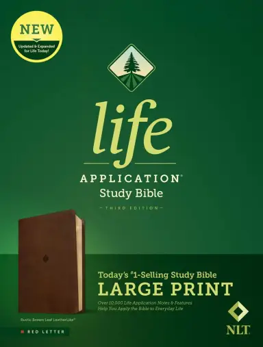 NLT Life Application Study Bible, Third Edition, Large Print (LeatherLike, Rustic Brown Leaf, Red Letter)