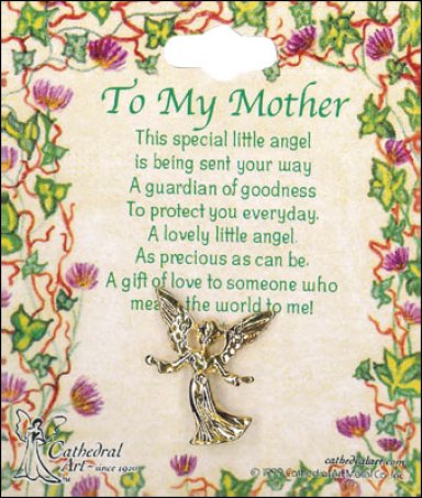 To My Mother Angel Pin Brooch