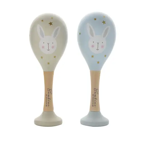 Bambino Toy Wooden Maracas Rabbit Blue