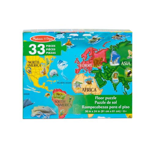 World Map Jumbo Jigsaw Floor Puzzle (33 pcs, 2 x 3 feet) - FSC-Certified Materials