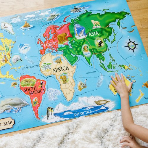 World Map Jumbo Jigsaw Floor Puzzle (33 pcs, 2 x 3 feet) - FSC-Certified Materials