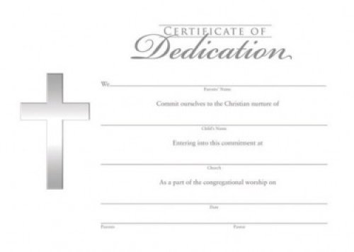 Certificate-Dedication w/Silver Foil Embossing (5" x 7") (Pack Of 6)