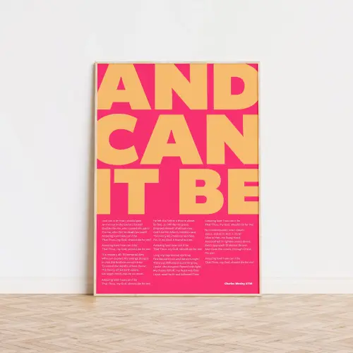 And can it be. Modern typographical Christian hymn poster.